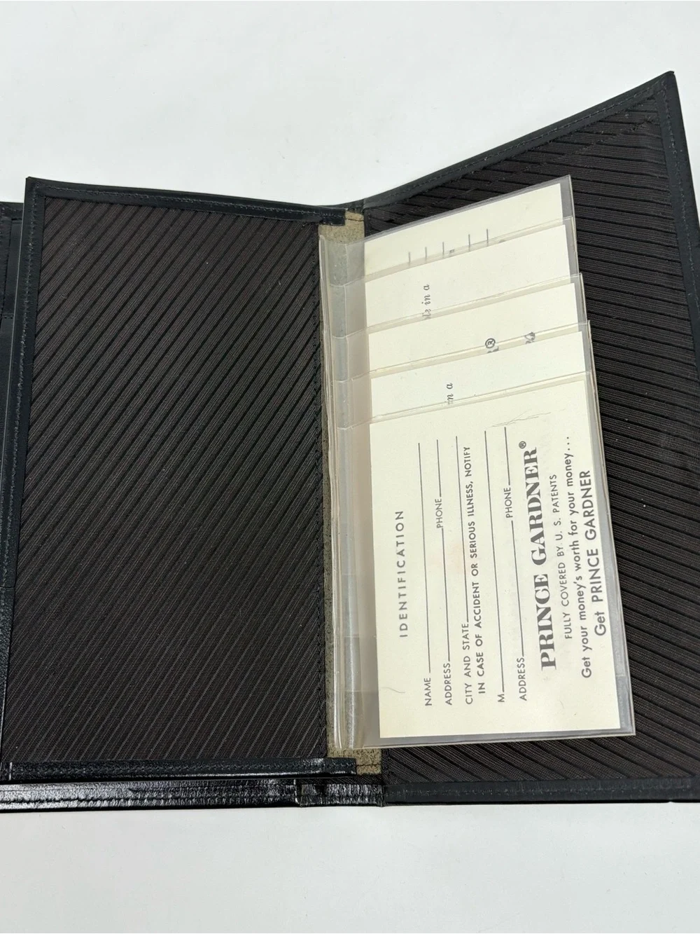 New! Prince Gardner Black Leather Checkbook Pocket Wallet Card Holder 7.25x4.25”